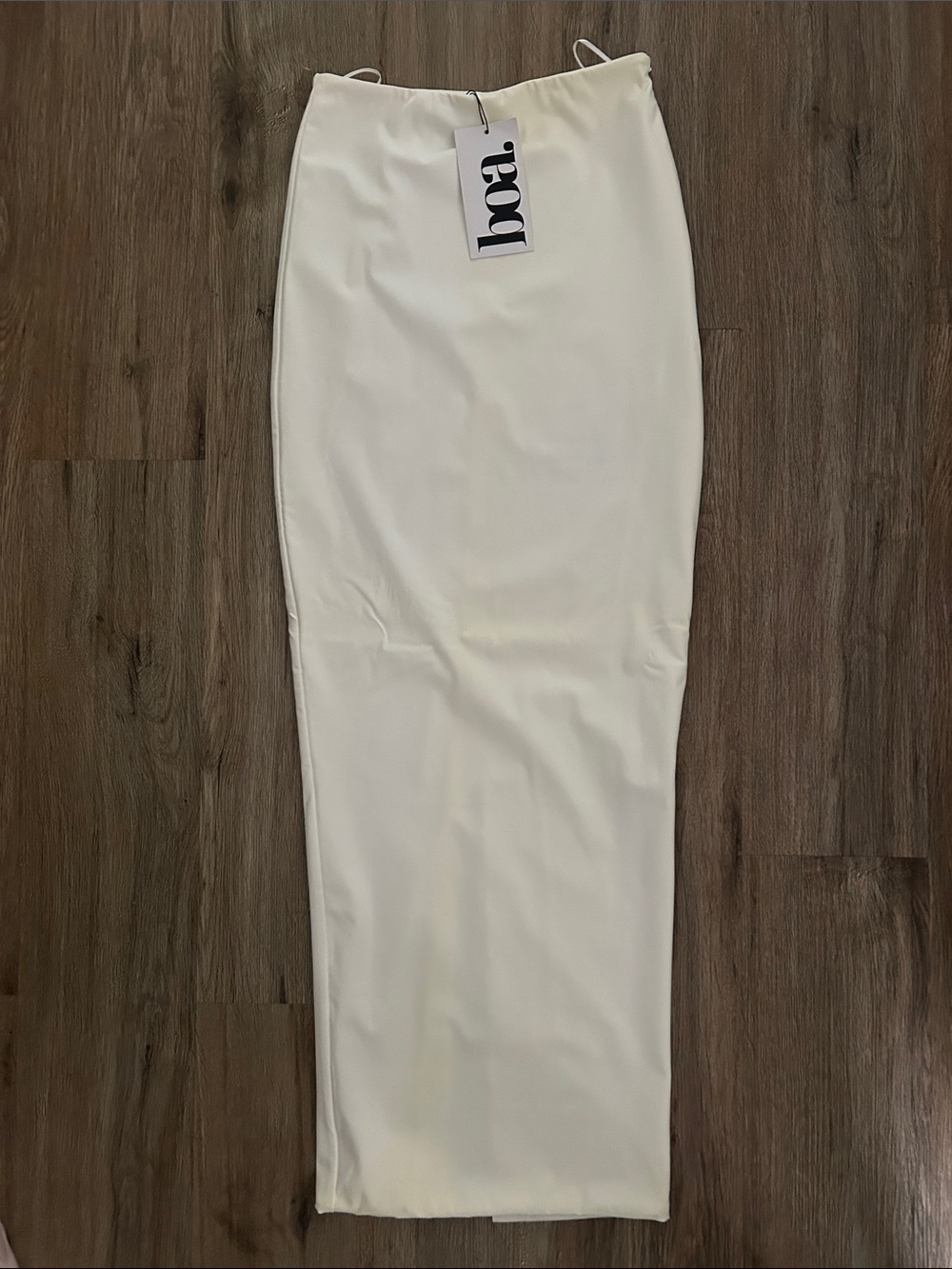 High-Rise Cream Maxi Skirt by lpa.